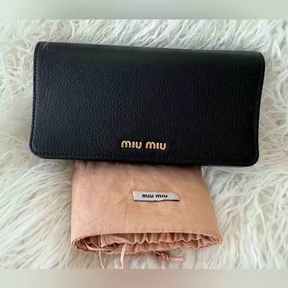 Miu Miu Madras Nero Black Leather Clutch Crossbody 5ZH044 - Picture 3 of 8
